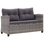 vidaXL 2-Seater Patio Sofa with Cushions Garden Outdoor Balcony Backyard Furniture Lounge Sofa Chair Couch Seating Gray Poly Rattan