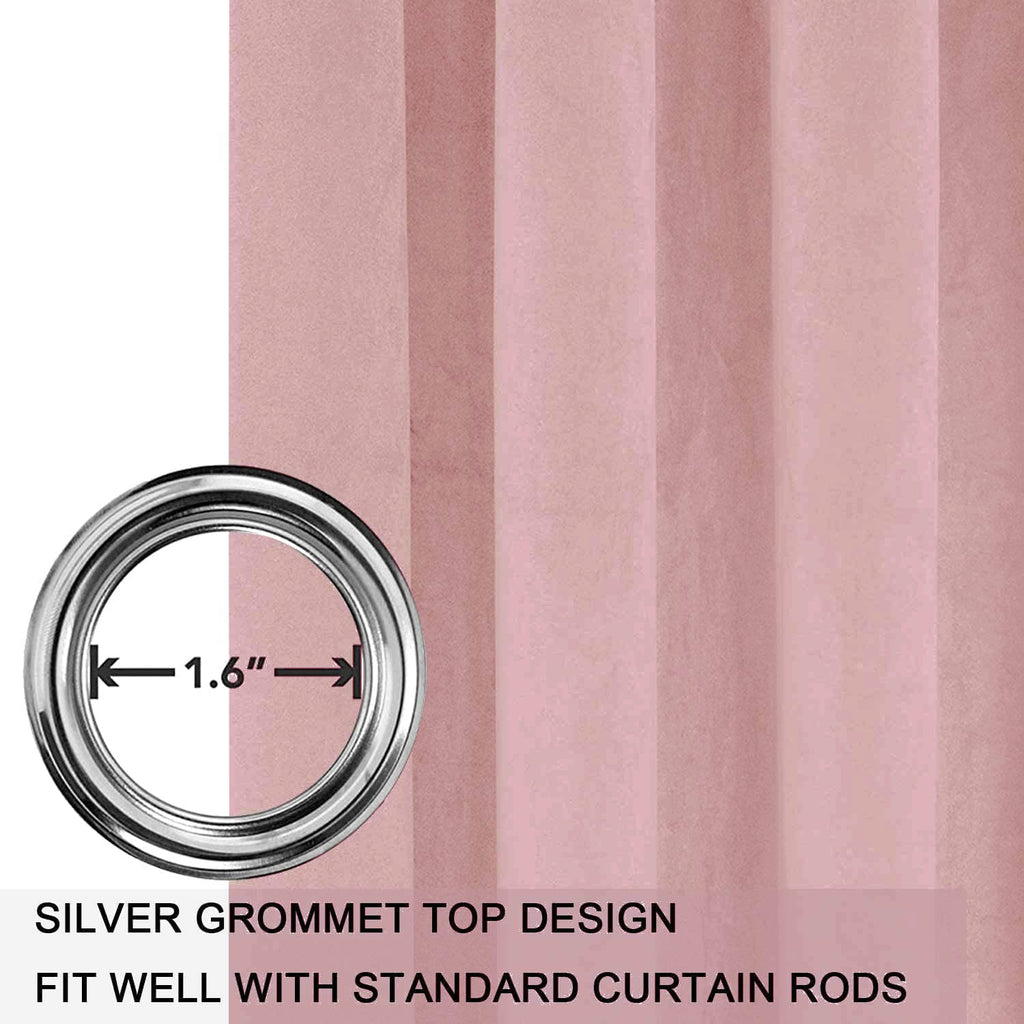 Smiletime Pink 108 In Long Velvet Curtains With Grommet, Thermal Insulated Super Soft Privacy Noise Reducing Light Blocking Velv