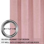 Smiletime Pink 108 In Long Velvet Curtains With Grommet, Thermal Insulated Super Soft Privacy Noise Reducing Light Blocking Velv