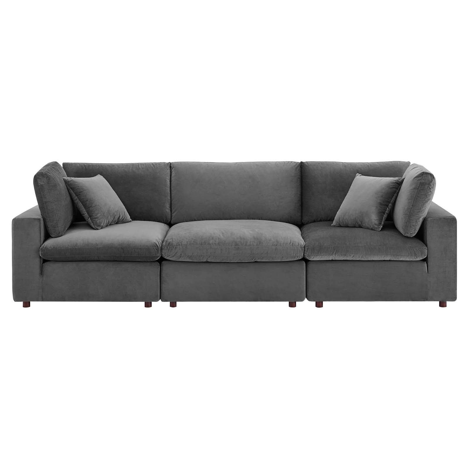 Modway Commix Down-Filled Overstuffed Performance Velvet 3-Seater Sofa
