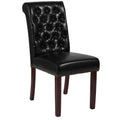 Flash Furniture Hercules Series Black Leathersoft Parsons Chair With Rolled Back, Accent Nail Trim And Walnut Finish