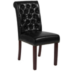 Flash Furniture Hercules Series Black Leathersoft Parsons Chair With Rolled Back, Accent Nail Trim And Walnut Finish