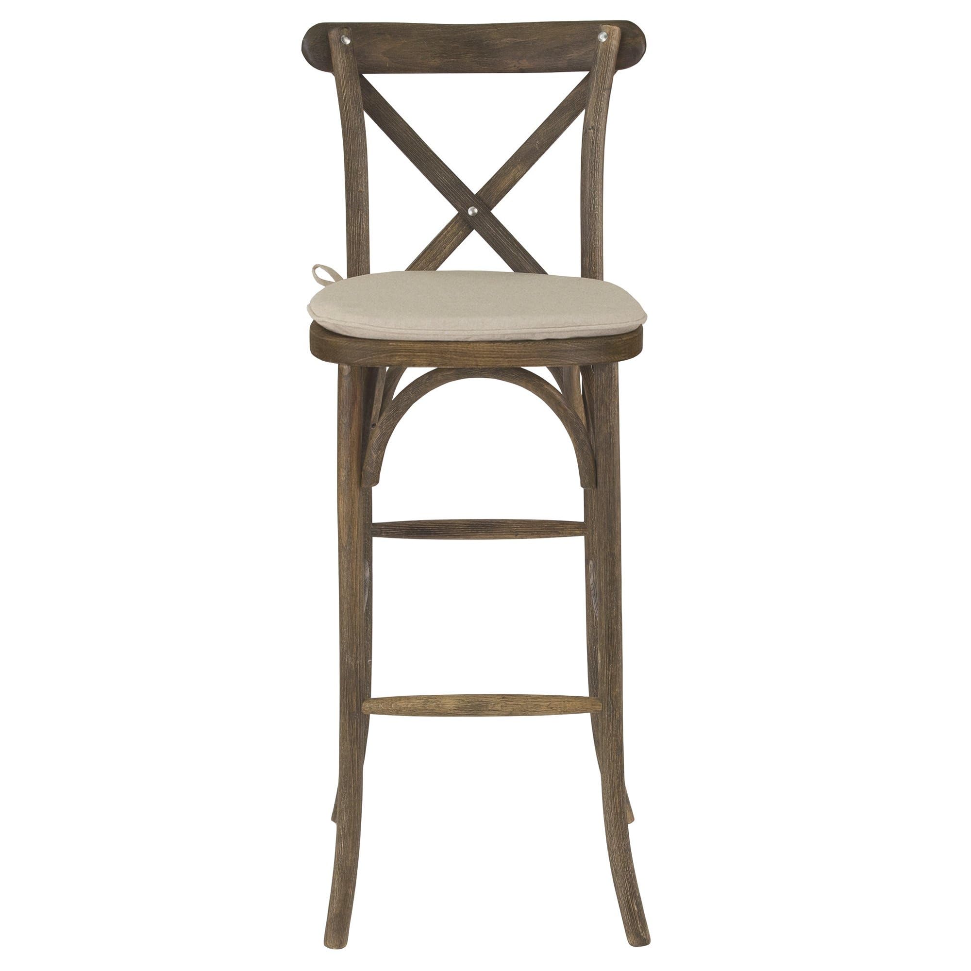Flash Furniture Wood Cross Back Barstool, 1 Pack, Dark Antique