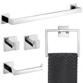 TURS 5-Piece Bathroom Hardware Set Polished Chrome Towel Bar Sets Towel Ring Toilet Paper Holder and 2 Towel Hooks, Stainless St