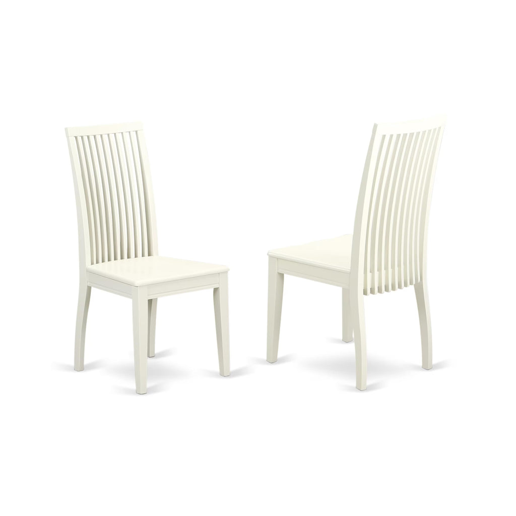 East West Furniture SUIP5-LWH-W 5 Piece Dinette Set for 4 Includes a Round Dining Table with Dropleaf & Shelves and 4 Dining Room Chairs, 42x42 Inch, Linen White