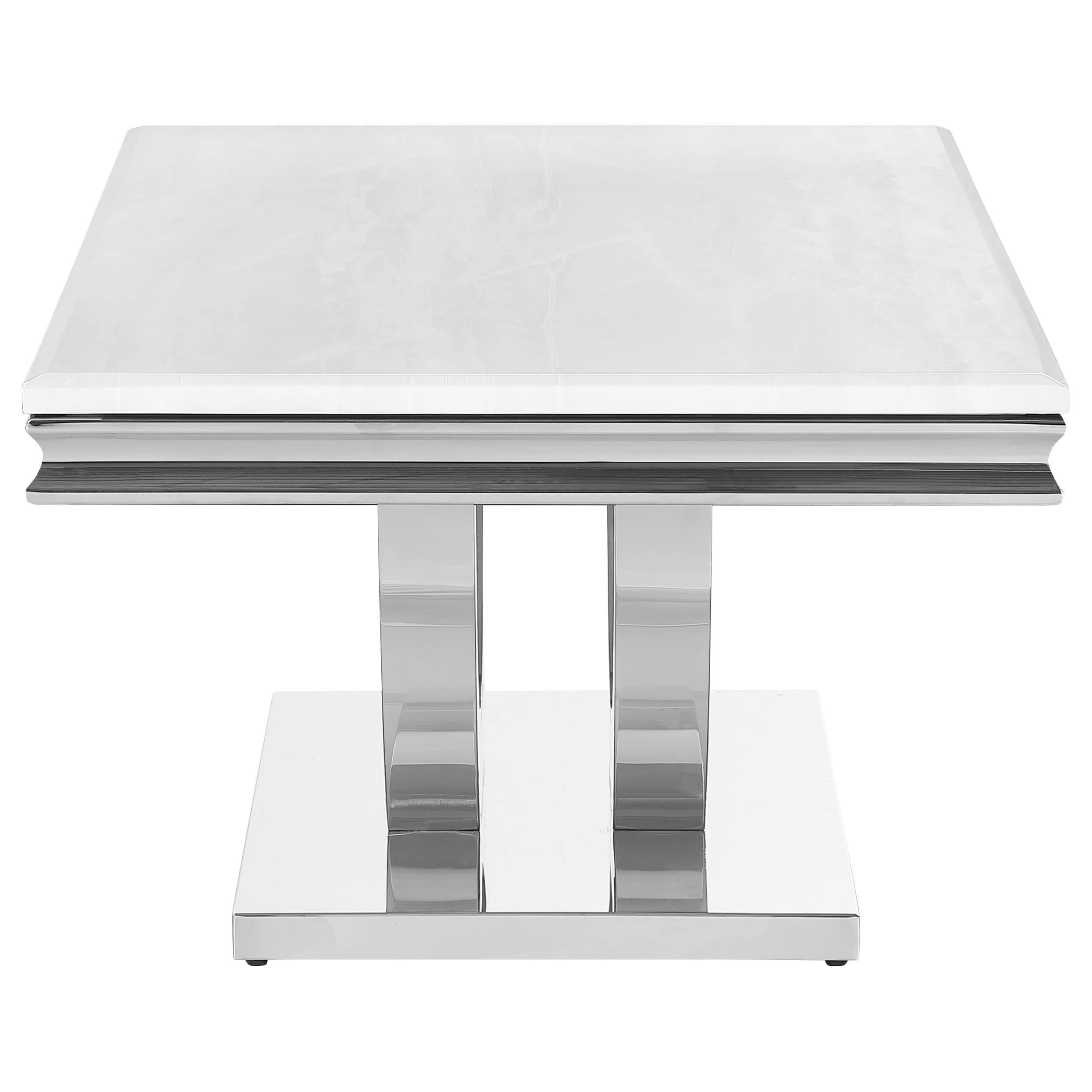 Coaster Home Furnishings Adabella U-Base Rectangle Coffee Table White and Chrome