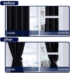 Hiasan Back Tab Blackout Curtains 2 Panels, Rod Pocket Black Curtains For Bedroom, Room Darkening Curtains For Living Room, Ther