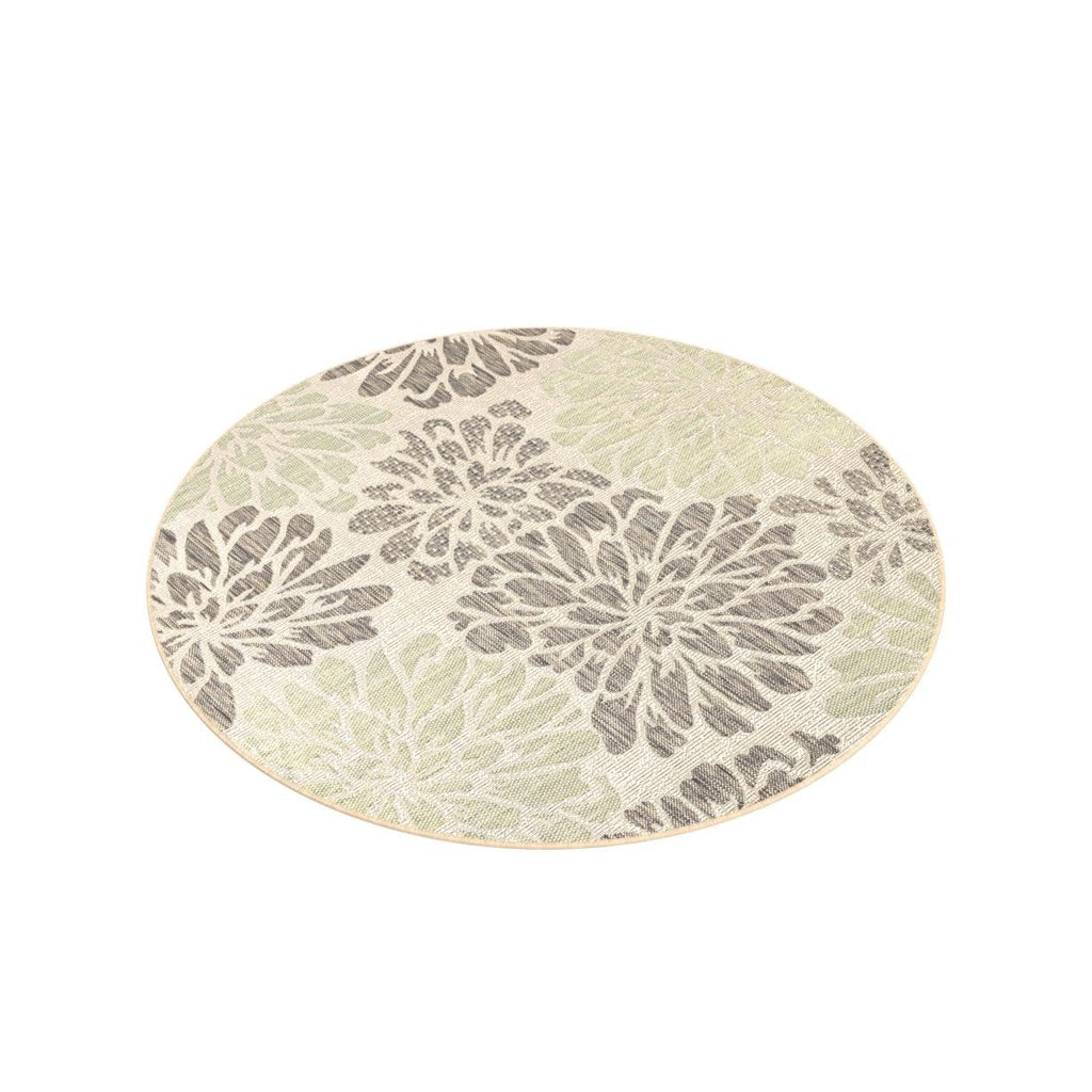 Jonathan Y Smb110A-5R Zinnia Modern Floral Textured Weave Indoor Outdoor Area Rug Bohemian Coastal Easy Cleaning Bedroom Kitchen Backyard Patio Non Shedding, 5' Round, Sage/Brown