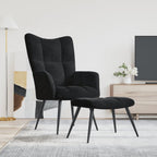 vidaXL Black Velvet Relaxing Chair with a Stool – Modern Designed, Comfortable Seating with Steel Frame