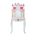 Teamson Kids Dreamland Princess Play Vanity Set with Mirror, Shelf, Storage Drawer, Stool, and Accessories for 12 Dolls, White a