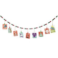 Kintyno Christmas Hanging Photo Display With 9 Clips, Wooden Bead Garland, Boho Style Collage Photo Frame Decoration for Dorms, 