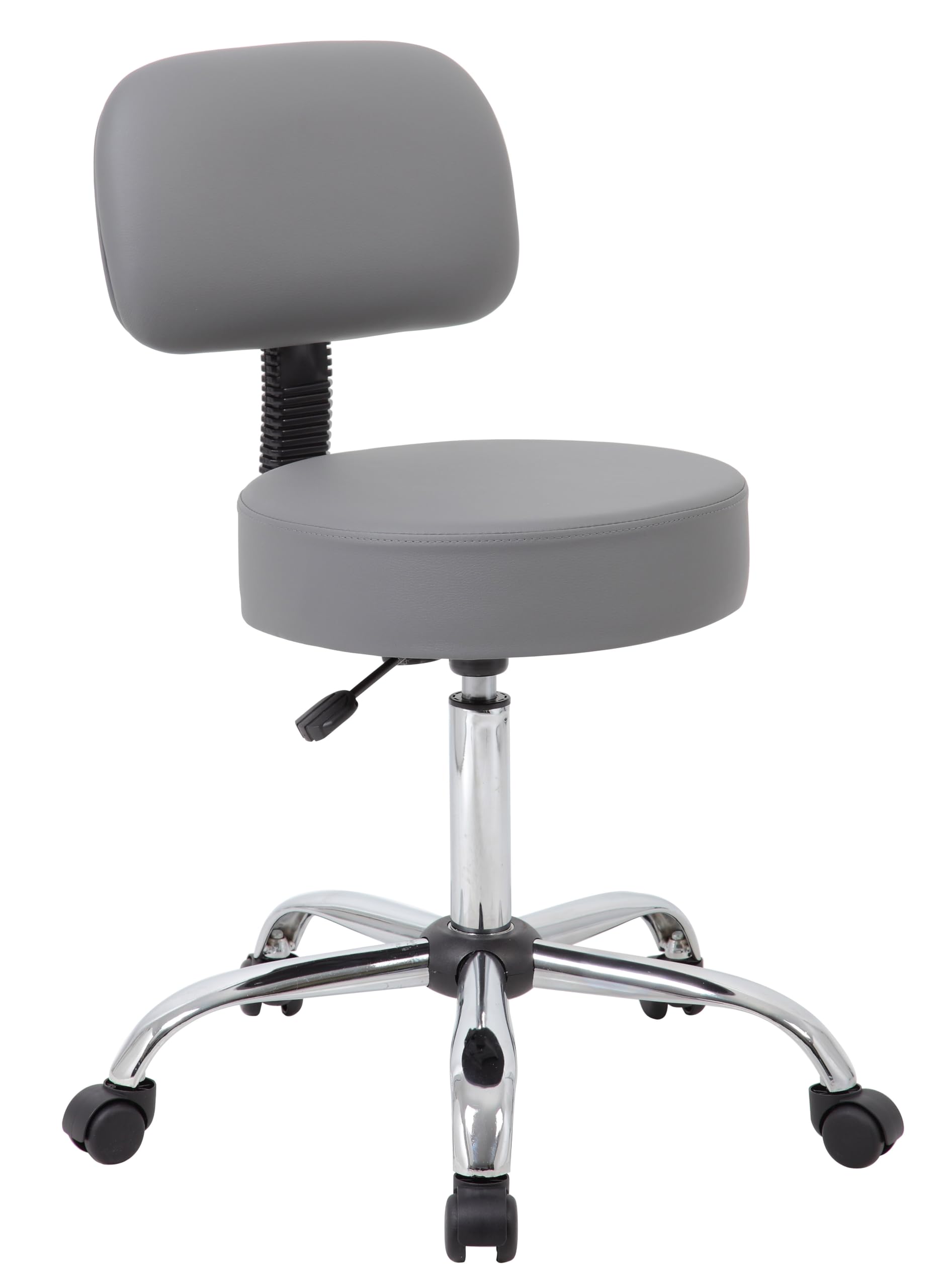 Boss Office Products Be Well Medical Spa Professional Adjustable Drafting Stool With Back, Grey