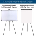 Excello Global Products Aluminum Flip-Chart Presentation Easel Stand: 2-Pack With Telescoping Legs, 70 Inches (Black)