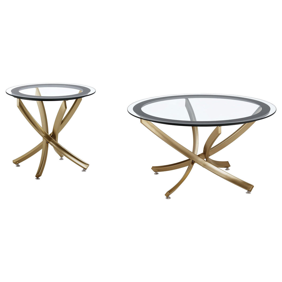 Coaster Home Furnishings Brooke 2-Piece Round Glass Top Coffee Table Set Brass