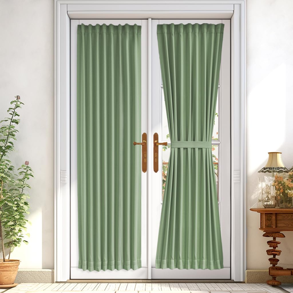 Vatge Sage Green Door Curtains for Door Window,72 Inch Length Front Door Curtains for Glass Window, 1 Panel, W25 x L72, Sage Gre