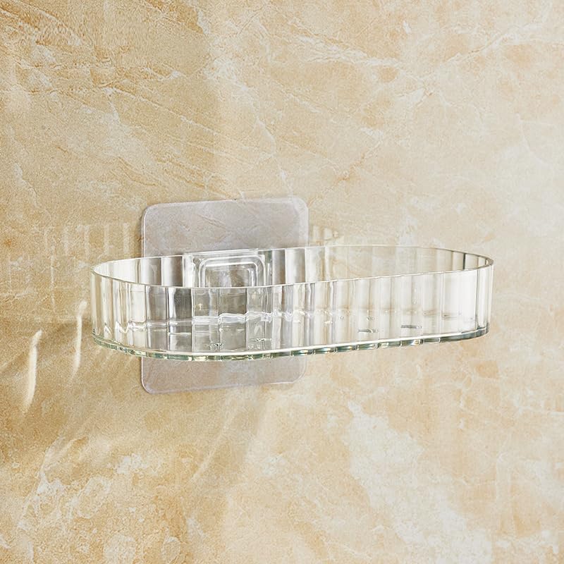 Krizkey 1 Pcs Soap Holder for Bathroom/soap case/selfAdhesive soap Holder/soap Stand for Bathroom/Self Draining Transparent Ac