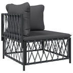 vidaXL 6-Piece Patio Lounge Set with Cushions - Anthracite Steel Frame, Woven Fabric, Modern Design, Modular Outdoor Furniture