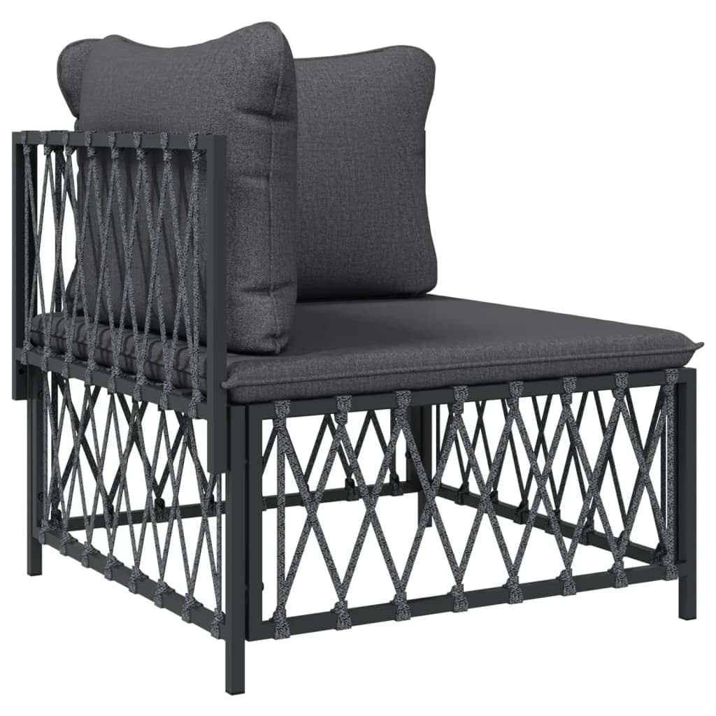 vidaXL 6-Piece Patio Lounge Set with Cushions - Anthracite Steel Frame, Woven Fabric, Modern Design, Modular Outdoor Furniture