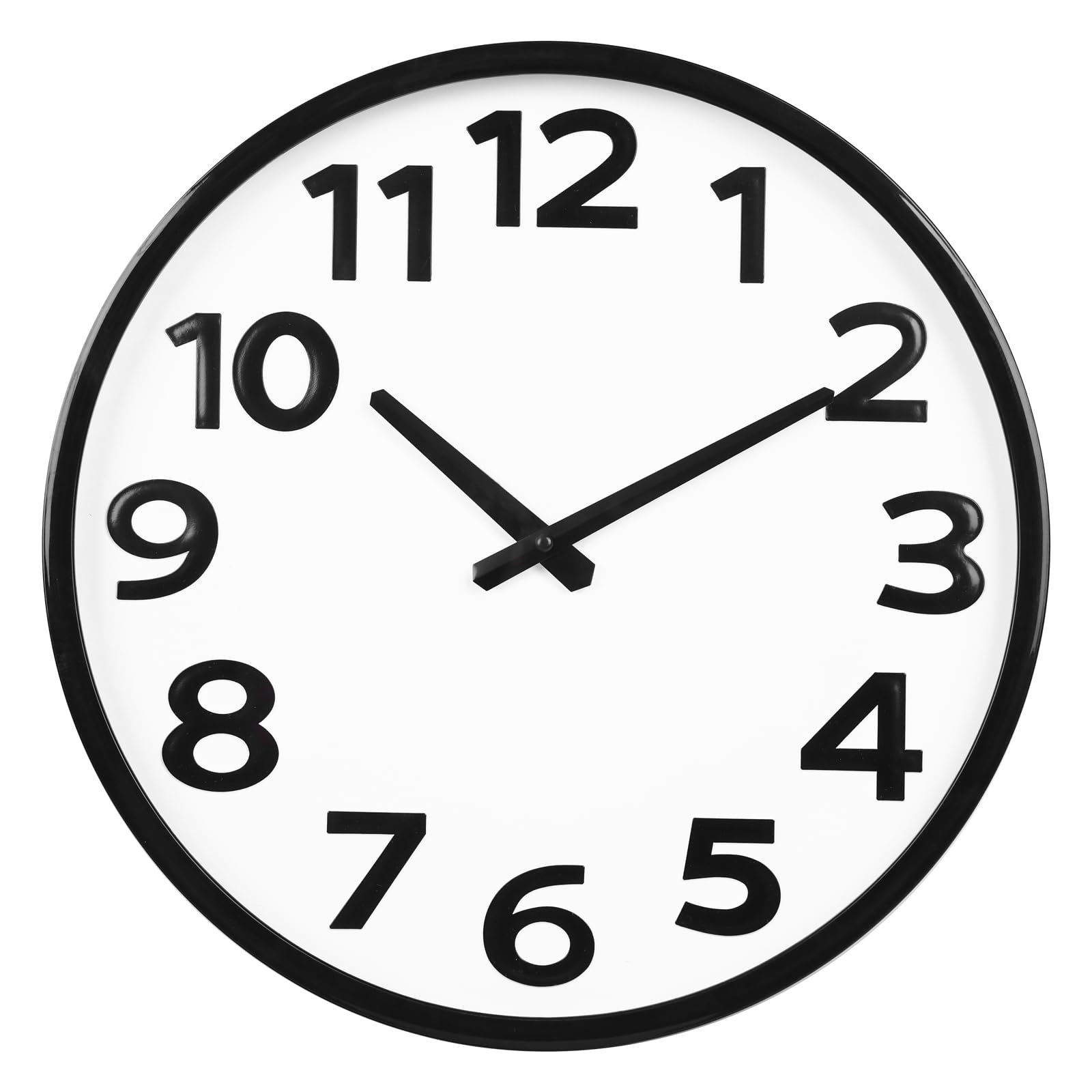 Black Large Wall Clock 16 Inch Silent Non-Ticking Quality Quartz Battery Operated Easy to Read for Living Room Kitchen Bedroom O