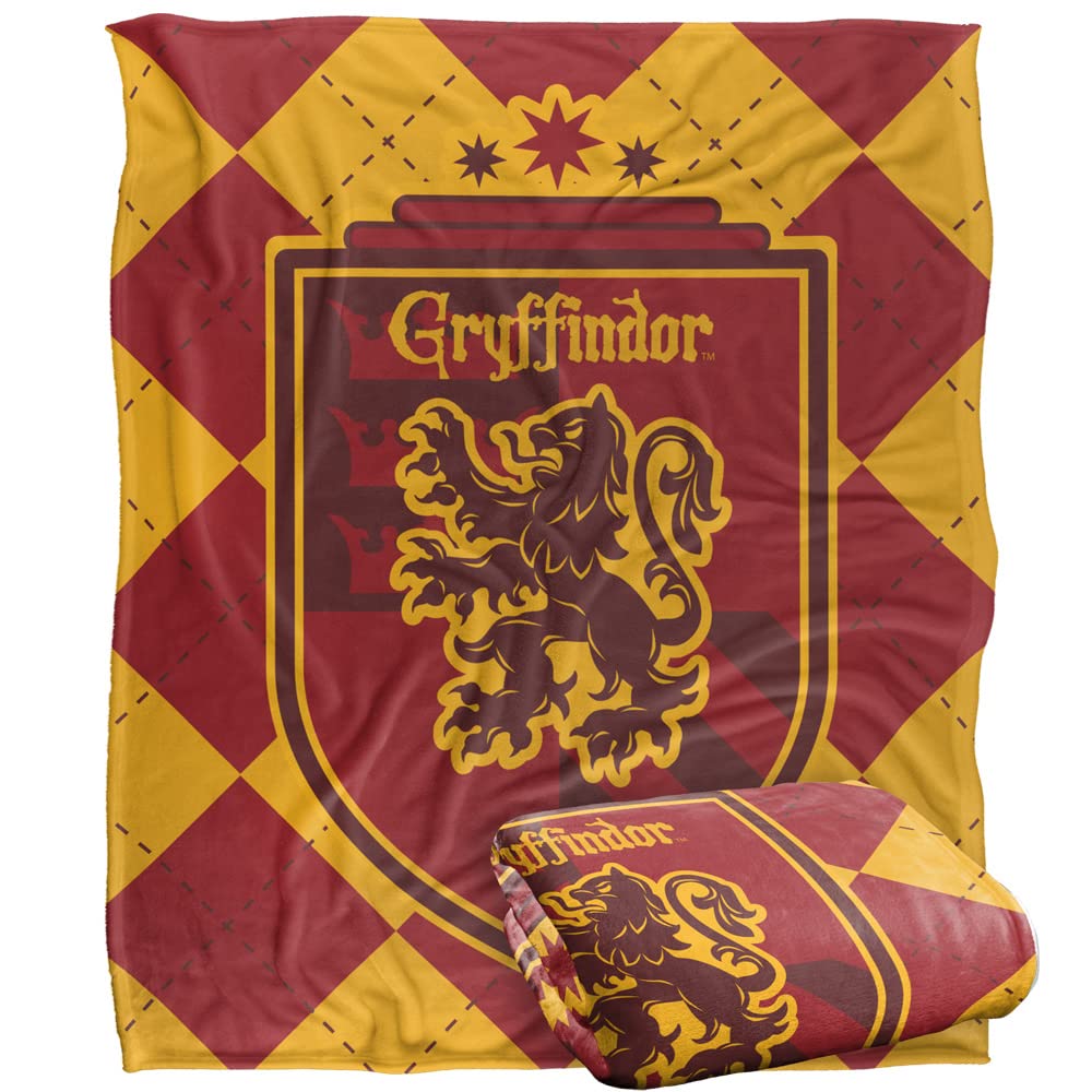 Harry Potter Gryffindor Plaid Sigil Officially Licensed Silky Touch Super Soft Throw Blanket 50' X 60'