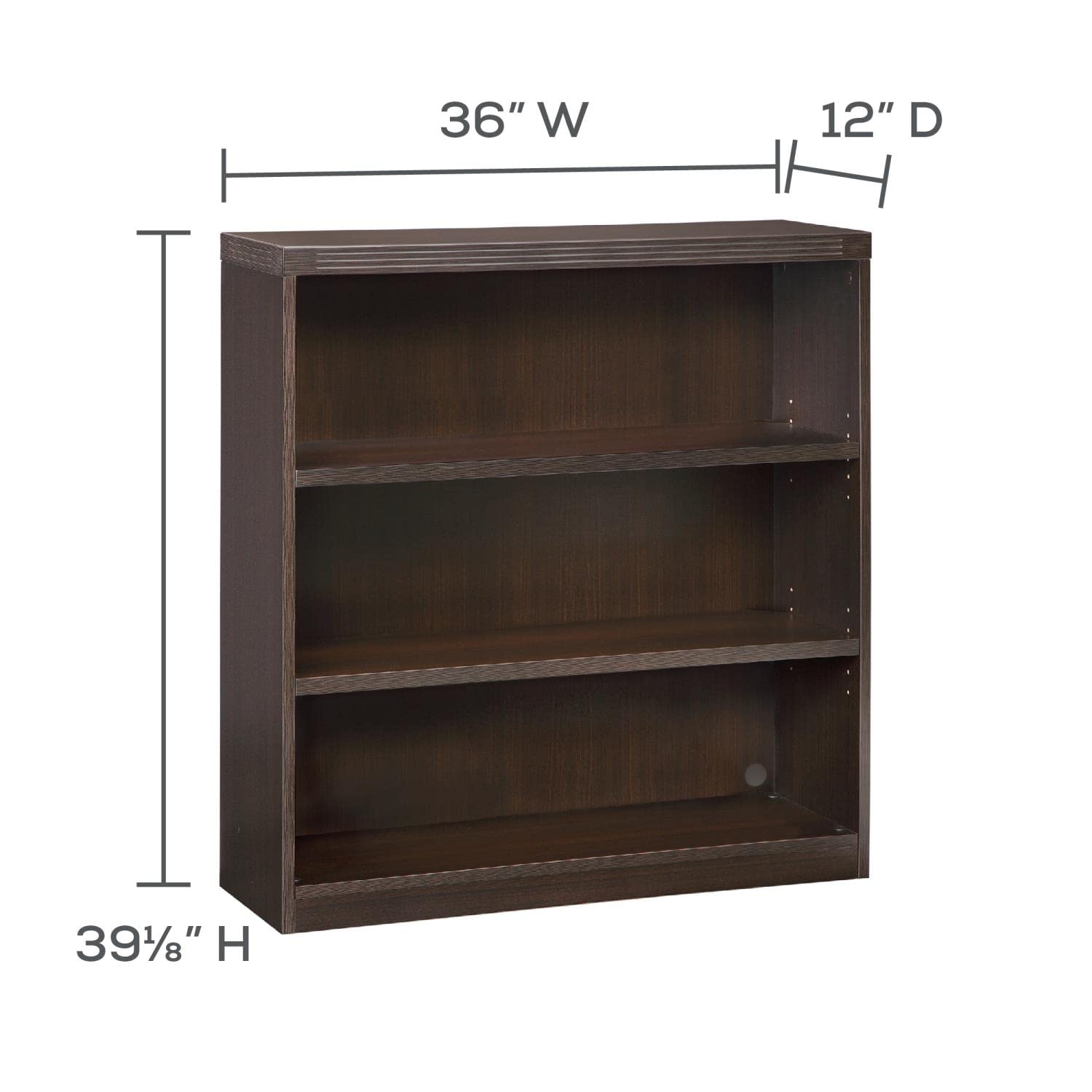Safco Mayline Ab3S36Ldc Aberdeen Bookcase, 3 Shelf, Mocha Laminate