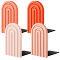 Harloon 4 Pieces Boho Arch Wood Bookends Rainbow Arch Back To School Gift Ideas Cute Non Skid Bookend For Shelves Decorative Woo