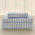 NSNLGSGC Light Blue Gingham Twin Kids Sheet Set, Soft Brushed Microfiber Baby Blue Plaid Twin Bed Sheets, 3-Pieces Sheet Set wit