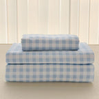 NSNLGSGC Light Blue Gingham Twin Kids Sheet Set, Soft Brushed Microfiber Baby Blue Plaid Twin Bed Sheets, 3-Pieces Sheet Set wit