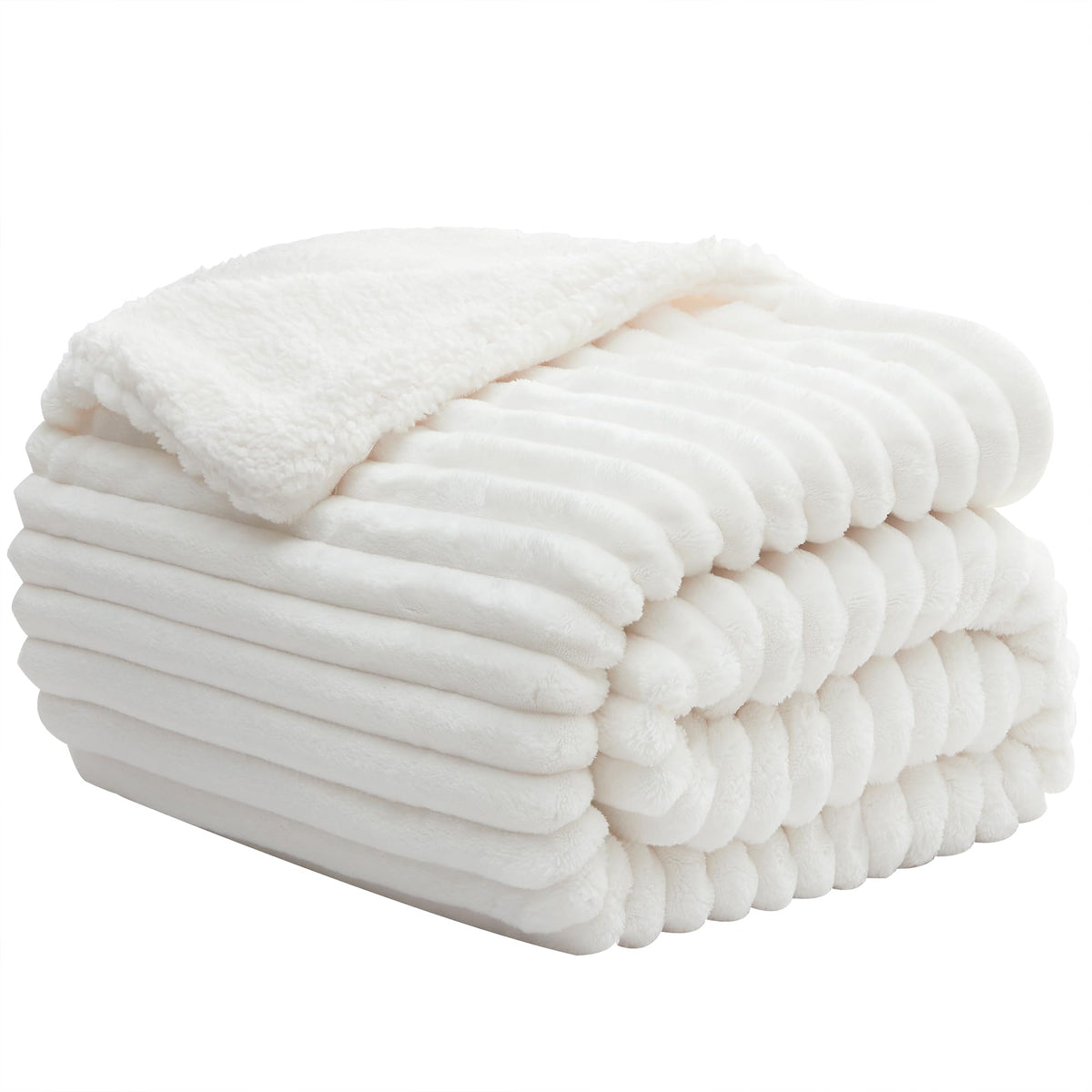 Infiixso Sherpa Throw Blanket For Couch - Super Soft & Warm Striped Fleece Blanket, Cozy Plush Fluffy Blanket All Season Use (Of