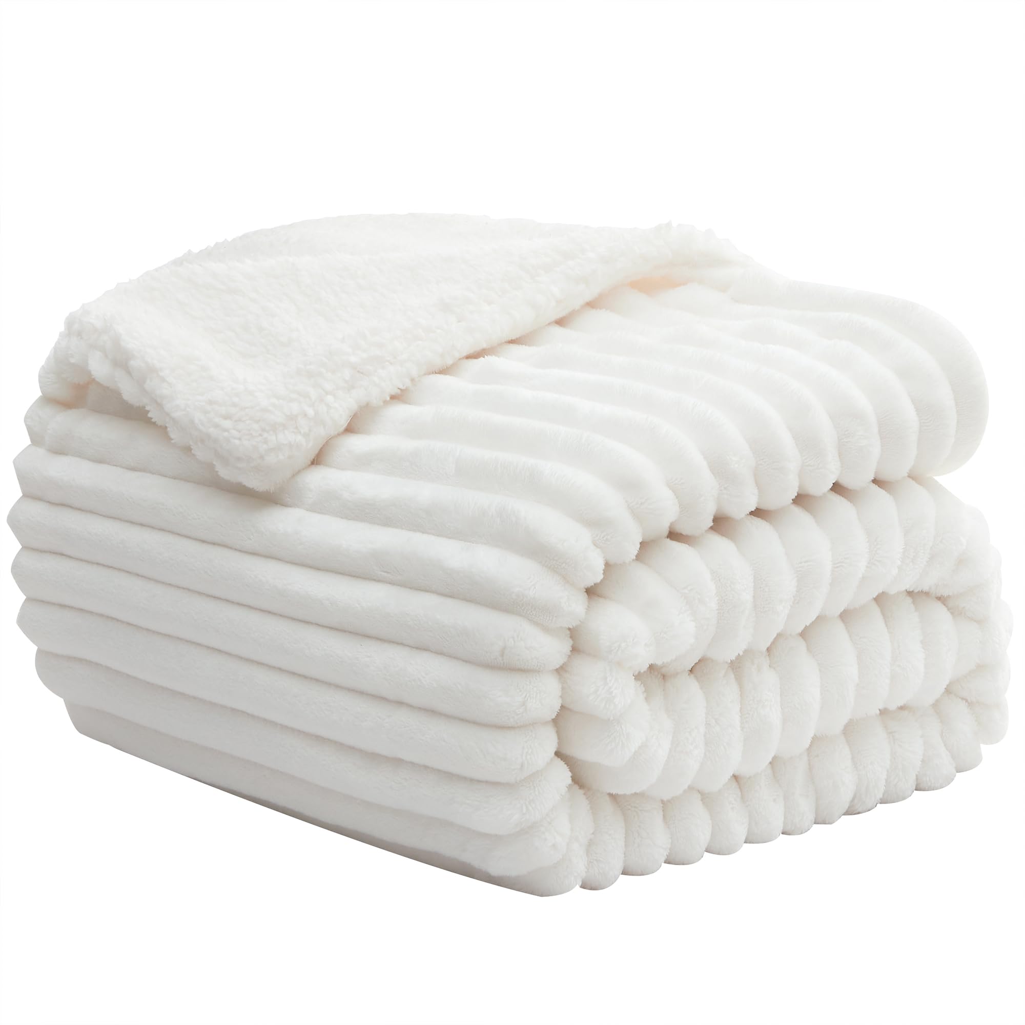 Infiixso Sherpa Throw Blanket For Couch - Super Soft & Warm Striped Fleece Blanket, Cozy Plush Fluffy Blanket All Season Use (Of