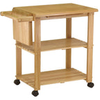 Winsome Wood Kitchen Cart With Cutting Board, Knife Block and Shelves, Beech