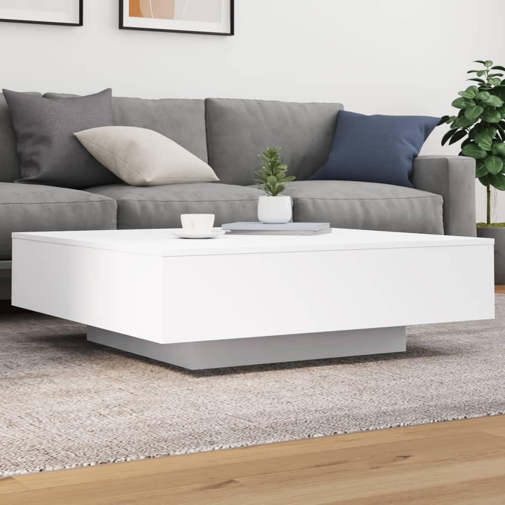vidaXL Modern Coffee Table with Vibrant LED Lights, Stylish Home Furniture in White
