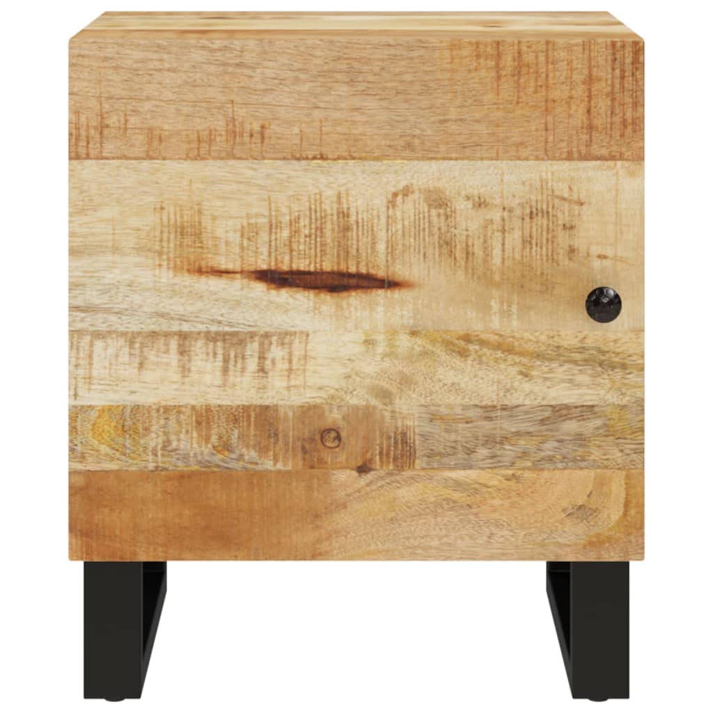 vidaXL Bedside Cabinet in Solid Wood Mango and Iron with Black Frame, Industrial Charm for Home Interior