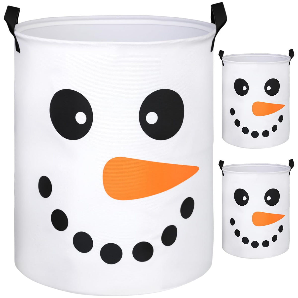Havawish 2 Pcs Winter Snowman Collapsible Laundry Baskets Oxford Cloth Snowman Game Laundry Hamper with Handle Storage Bin for D