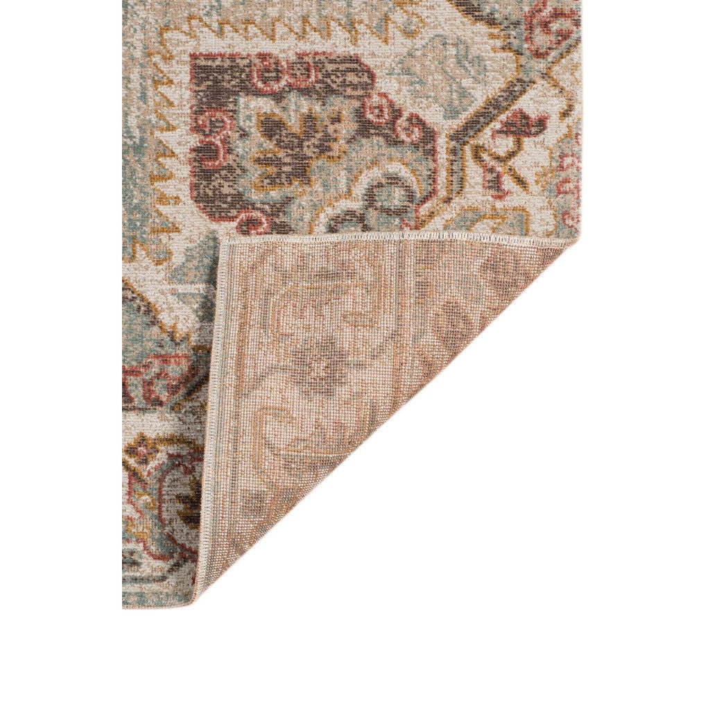 HomeRoots 532101 9 x 12 ft. Beige Medallion Power Loom Rectangle Area Rug with Fringe