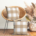 Encasa Homes Farmhouse Throw Pillow Covers Pack of 2 18x18 Buffalo Beige Checks | Decorative Cushion Covers No Insert | Pillow S