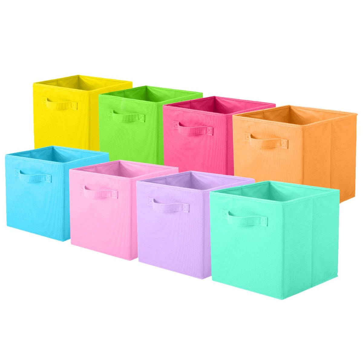ShellKingdom Storage Bins, Foldable Fabric Storage Cubes, 8 Pack, 8 Colors