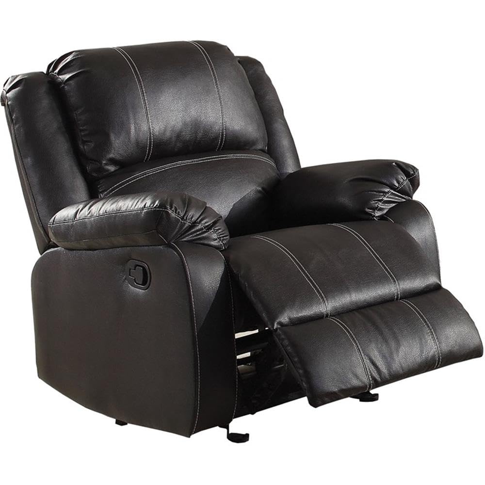 Acme Zuriel Faux Leather Rocker Recliner in Black