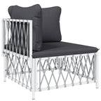 vidaXL 6 Piece Modern Patio Lounge Set with Cushions - White Steel - Comfortable Outdoor Seating - Modular, Easy Assembly, Excellent Dimensions