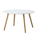 Convenience Concepts Oslo Round Coffee Table - Mid-Century Modern Minimalist Design, Glossy White Top, Solid Wood Legs, Easy 2-S