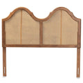 Baxton Studio Hazel Vintage Classic and Traditional Ash Walnut Finished Wood and Synthetic Rattan Full Size Arched Headboard