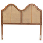 Baxton Studio Hazel Vintage Classic and Traditional Ash Walnut Finished Wood and Synthetic Rattan Full Size Arched Headboard