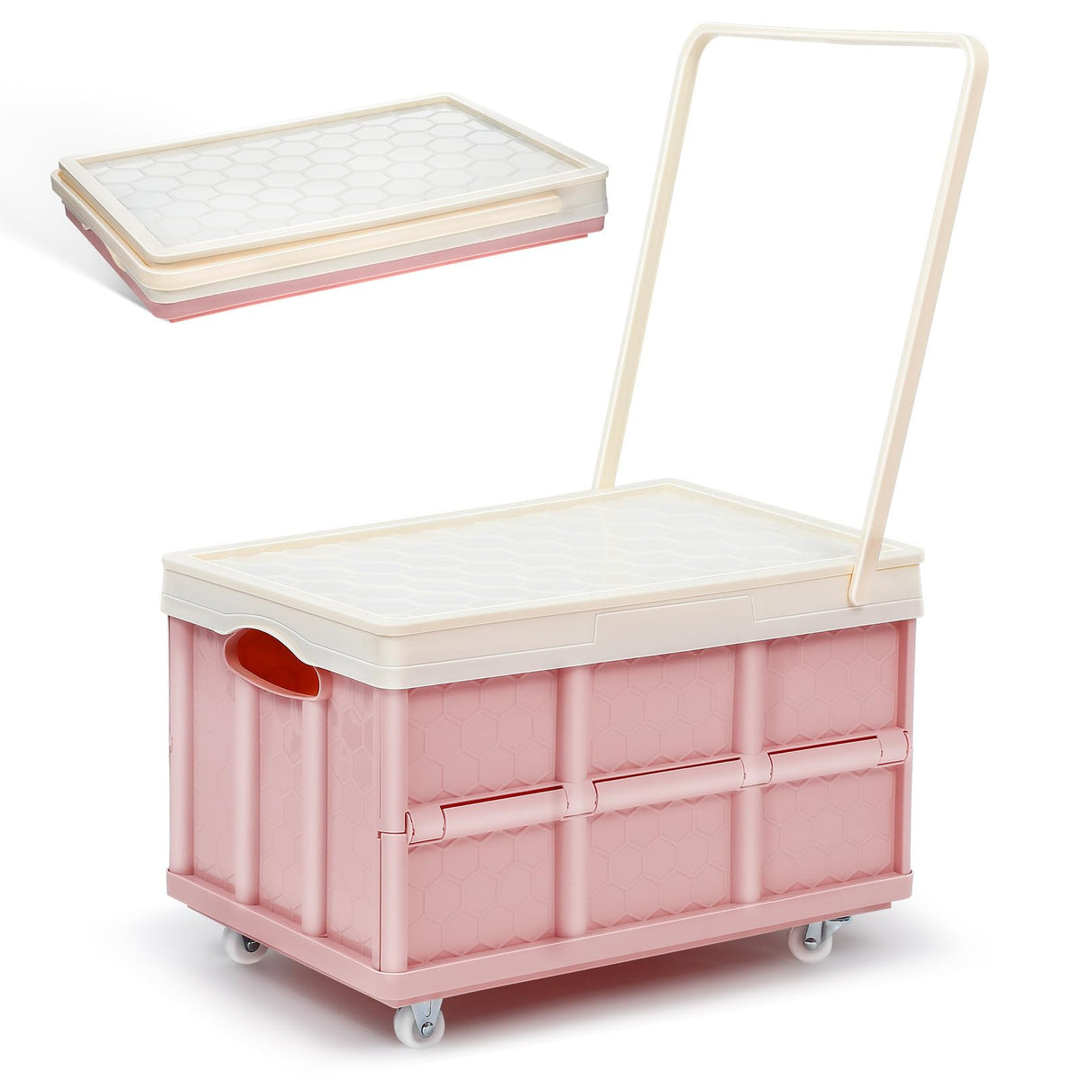 Healvian Collapsible Storage Bins with Lids And Wheels, Stackable Folding Storage Boxes for Clothes Toys Books, Home Garage Car 