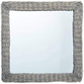 vidaXL Square Wall-Mounted Dresser - 19.7" Handcrafted Wicker Mirror with Natural Rattan Frame and Wall Mounting Accessories - Brown