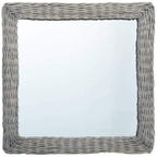 vidaXL Square Wall-Mounted Dresser - 19.7" Handcrafted Wicker Mirror with Natural Rattan Frame and Wall Mounting Accessories - Brown