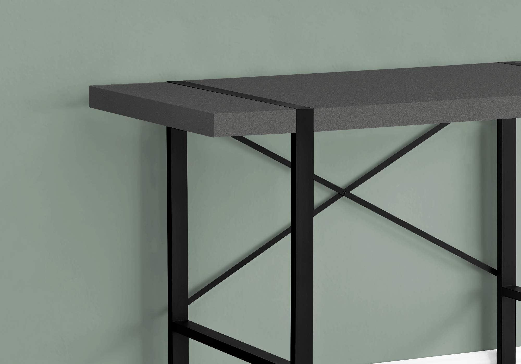 Monarch Specialties 7660 Computer Desk, Home Office, Laptop, 48' L, Work, Metal, Laminate, Grey, Black, Contemporary, Modern Desk-48, 49' L x 23.75' W x 30' H