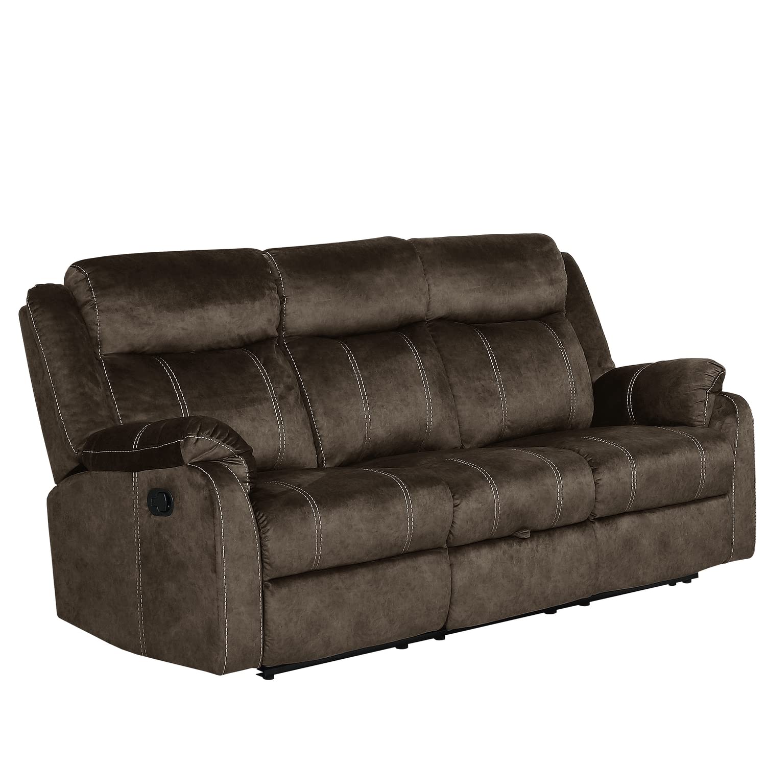Global Furniture USA U7303C Microfiber Recliner Sofa with DDT & Drawer in Brown