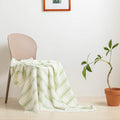 Simple&Opulence Yarn Dyed Striped Cotton Muslin Throw Blanket For Bed, Couch, Knit Woven Blanket With Tassels Soft Lightweight C
