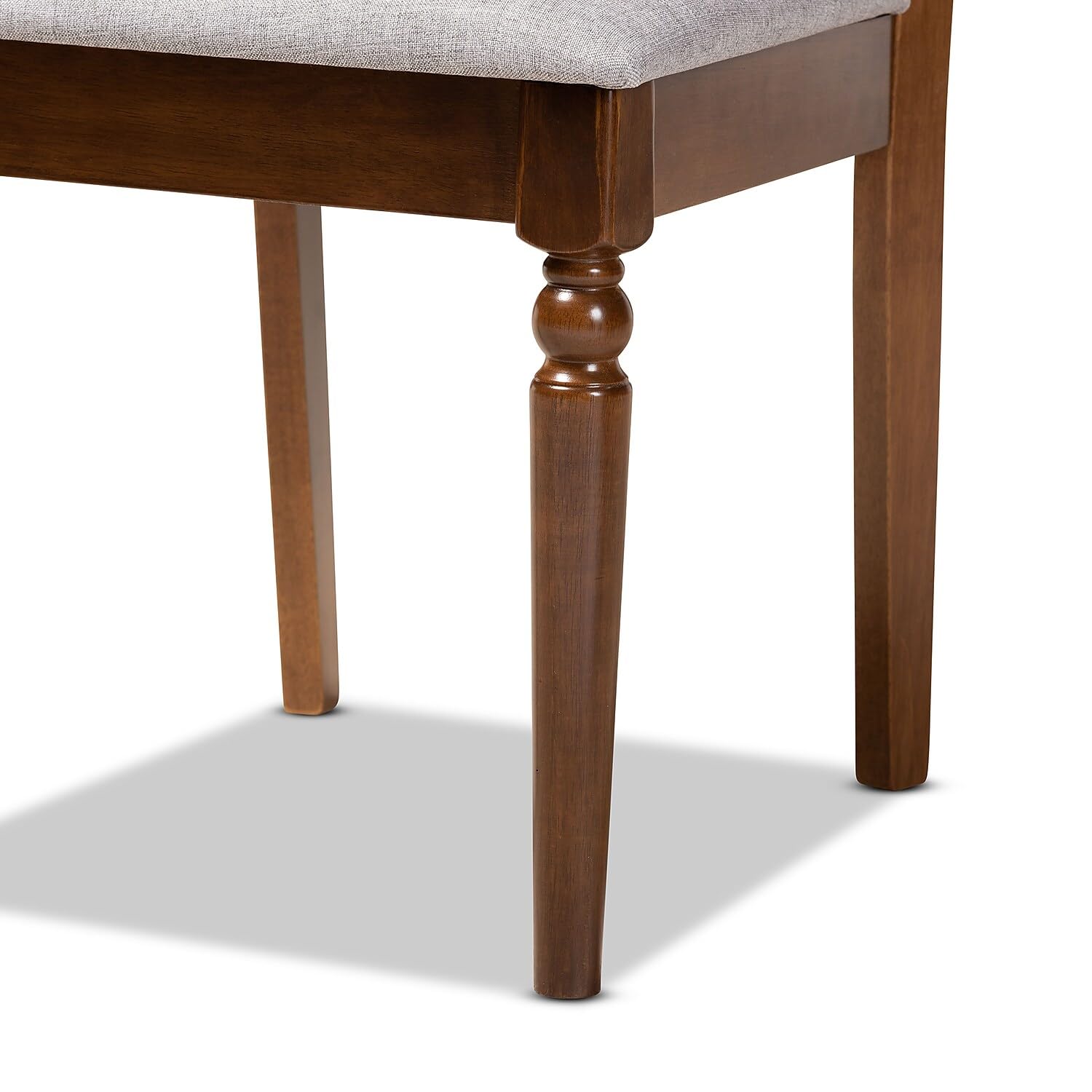 Baxton Studio Lylah Modern and Contemporary Grey Fabric Upholstered and Walnut Brown Finished Wood 4-Piece Dining Chair Set