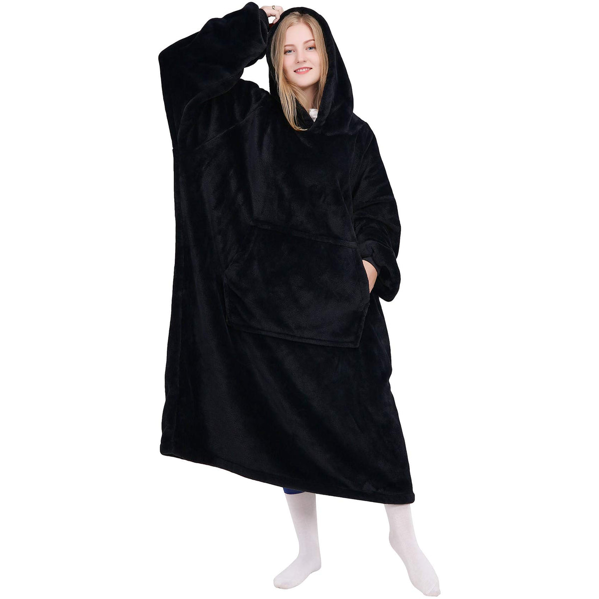 Kpblis Wearable Blanket Hoodie For Women And Men, Oversized Wearable Hoody Blanket Sweatshirt, Warm Cozy Giant Fleece Blanket Wi